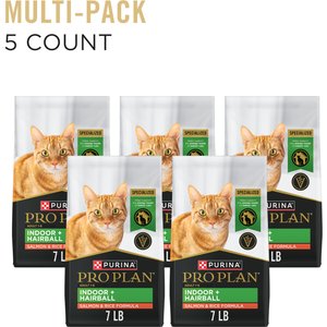 Purina Pro Plan Adult Indoor Hairball Management Salmon & Rice Formula Dry Cat Food, 7-lb bag