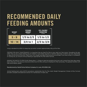 Purina Pro Plan Adult Weight Management Chicken & Rice Formula Dry Cat Food, 16-lb bag