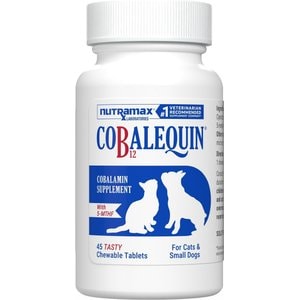 Nutramax Cobalequin Chewable Tablets B12 Supplement for Cats & Small Dogs, 45 count