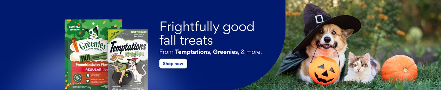 Frightfully good fall treats from Temptations, Greenies, & more. Shop now.