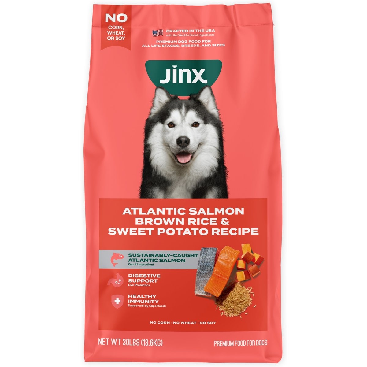 Jinx Salmon, Brown Rice & Sweet Potato ALS Kibble Dog Dry Food, 30-lb bag