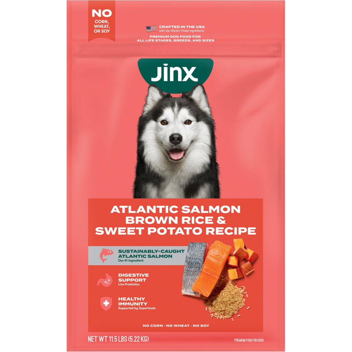 Jinx Salmon, Brown Rice & Sweet Potato ALS Kibble Dog Dry Food, 11.5-lb bag