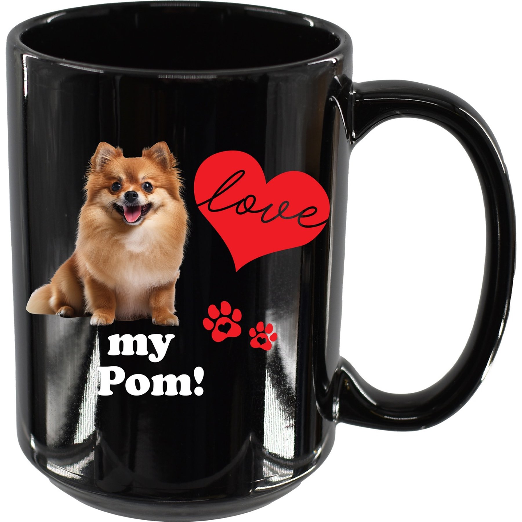The Memory Company I Love My Pom Ceramic Mug, 15-oz, Black