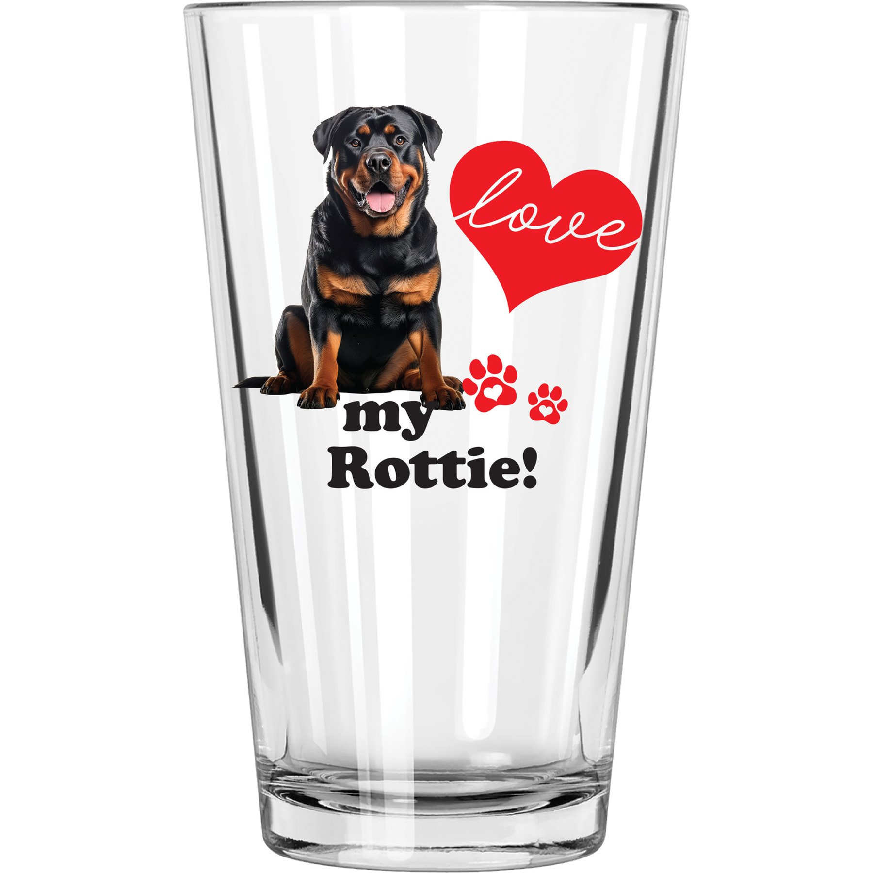The Memory Company I Love My Rottie Pint Glass, 16-oz