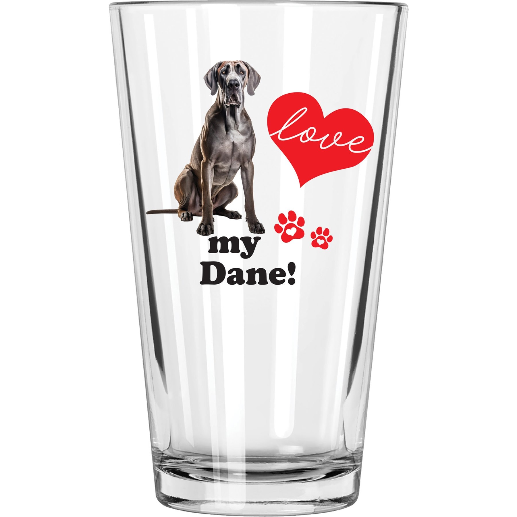 The Memory Company I Love My Dane Pint Glass, 16-oz