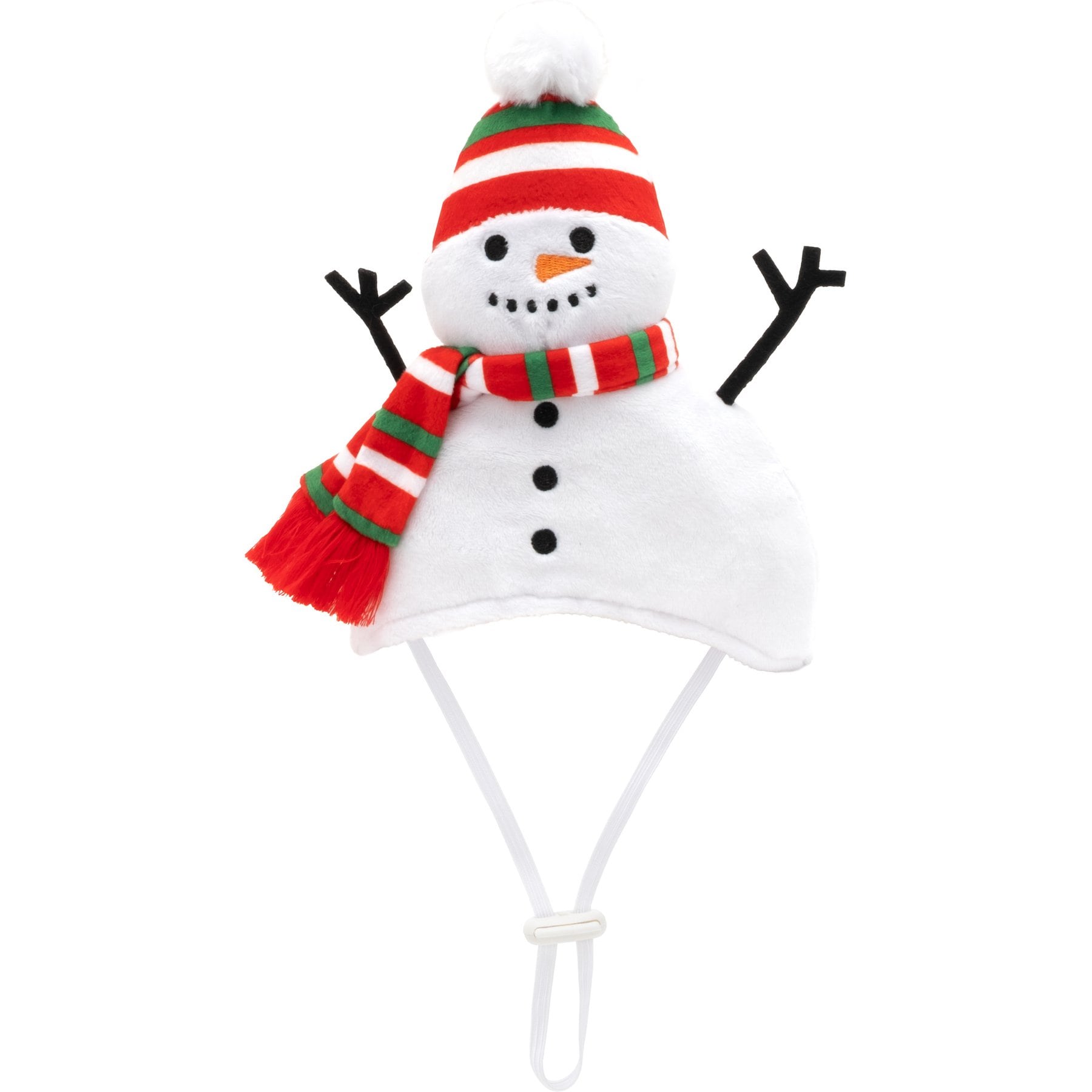 The Worthy Dog Snowman Party Adjustable Cord Dog Hat, White, Large