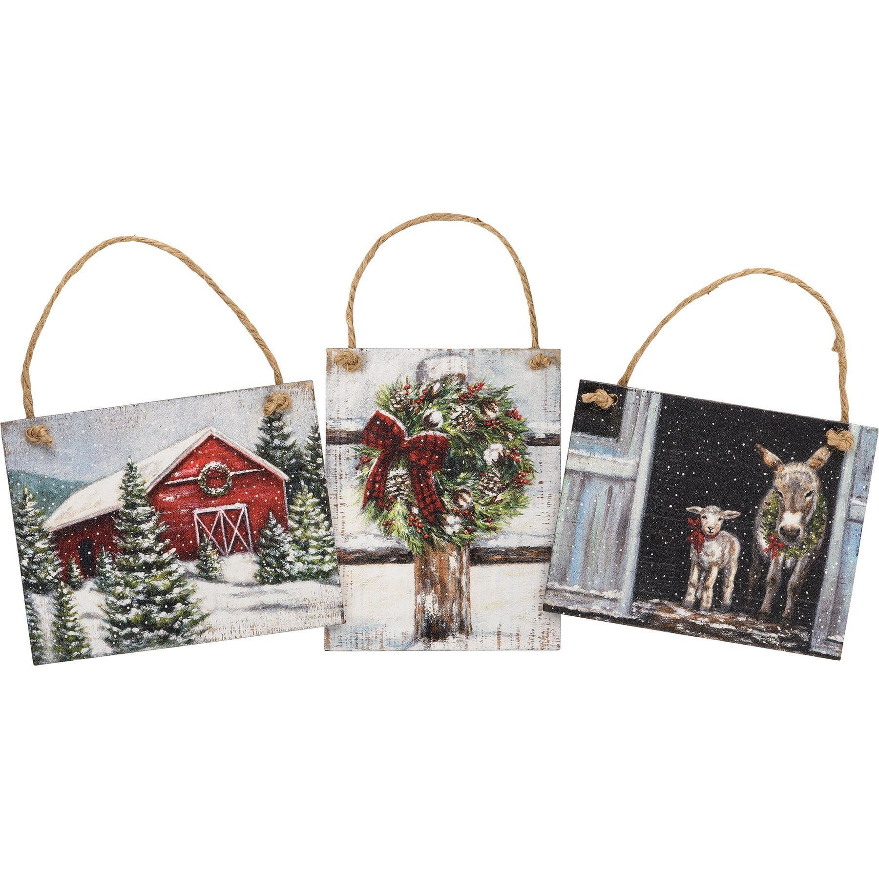 Primitives By Kathy Winter Farm Ornament Set