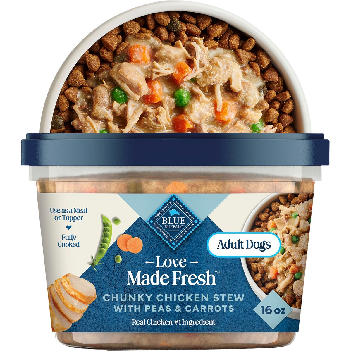 Blue Buffalo Love Made Fresh Refrigerated All Natural Chicken Stew with Carrots & Peas Dog Food, 1-lb tub, bundle of 12