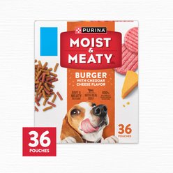 Moist & Meaty Burger with Cheddar Cheese Flavor Dry Dog Food, 6-oz pouch, case of 36 slide 2 of 7