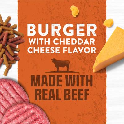 Show full view: Moist & Meaty Burger with Cheddar Cheese Flavor Dry Food + Good 'n' Fun Triple Flavor Kabobs Chicken, Duck & Chicken Liver Dog Chews slide 5 of 10