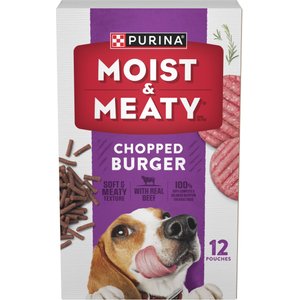 Moist & Meaty Chopped Burger Dry Dog Food, 6-oz pouch, case of 12