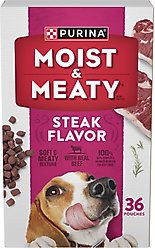 Moist & Meaty Steak Flavor Dry Dog Food, 6-oz pouch, case of 36