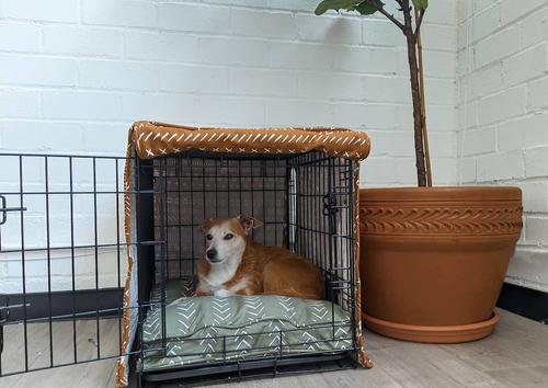 Show full view: Molly Mutt Sustainable Wool-filled Temperature Regulating Dog Crate Pad Dog Bed, Dark Green, 36-in slide 2 of 2
