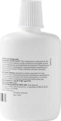 Show full view: Mometamax (Gentamicin / Mometasone / Clotrimazole) Otic Suspension for Dogs, 30-g slide 3 of 9