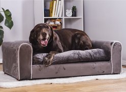 Moots Furry Sofa Lounge Orthopedic Elevated Cat & Dog Bed with Removable Cover, Charcoal, Large