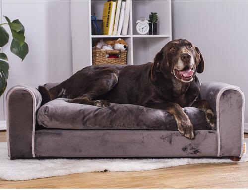 Show full view: Moots Furry Sofa Lounge Orthopedic Elevated Cat & Dog Bed with Removable Cover, Charcoal, Large slide 2 of 13