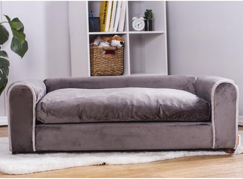 Show full view: Moots Furry Sofa Lounge Orthopedic Elevated Cat & Dog Bed with Removable Cover, Charcoal, Large slide 4 of 13