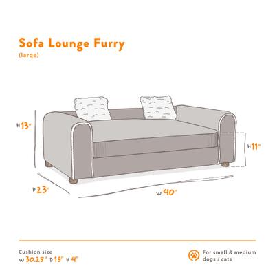 Show full view: Moots Furry Sofa Lounge Orthopedic Elevated Cat & Dog Bed with Removable Cover, Charcoal, Large slide 5 of 13