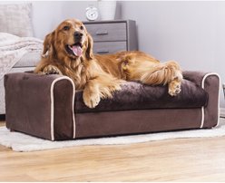Moots Furry Sofa Lounge Orthopedic Elevated Cat & Dog Bed with Removable Cover, Chocolate, Large slide 1 of 9