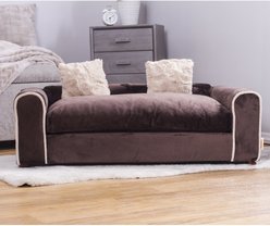 Moots Furry Sofa Lounge Orthopedic Elevated Cat & Dog Bed with Removable Cover, Chocolate, Large slide 2 of 9