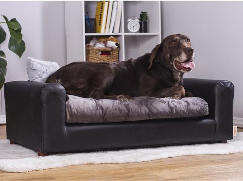 Show full view: Moots Premium Leatherette Sofa Removable Cover Orthopedic Elevated Cat & Dog Bed, Black, Large slide 3 of 13