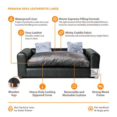 Show full view: Moots Premium Leatherette Sofa Removable Cover Orthopedic Elevated Cat & Dog Bed, Black, Large slide 6 of 13