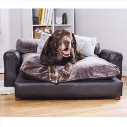 Moots Premium Leatherette Sofa Removable Cover Orthopedic Elevated Cat & Dog Bed, Black, X-Large slide 2 of 9