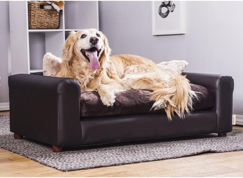 Show full view: Moots Premium Leatherette Sofa Removable Cover Orthopedic Elevated Cat & Dog Bed, Espresso, Large slide 3 of 13