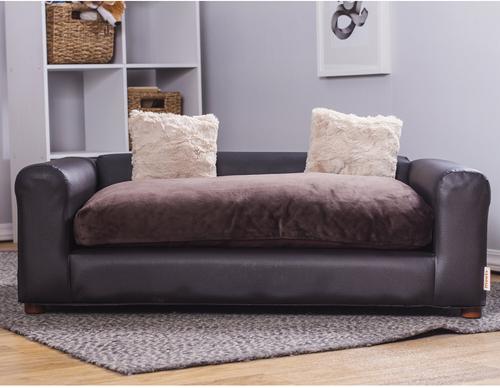 Show full view: Moots Premium Leatherette Sofa Removable Cover Orthopedic Elevated Cat & Dog Bed, Espresso, Large slide 4 of 13