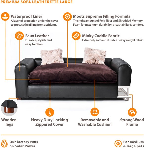 Moots Premium Leatherette Sofa Cat & Dog Bed with Removable Cover