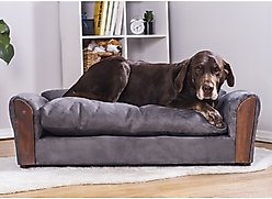 Moots VIP Microsuede Oak Couch Orthopedic Elevated Cat & Dog Bed with Removable Cover, Charcoal, Large