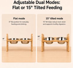 Mora Pets Elevated Tilted Bamboo Cat Bowl Stand, 16.7 x 6.5 x 7.7-in slide 2 of 7