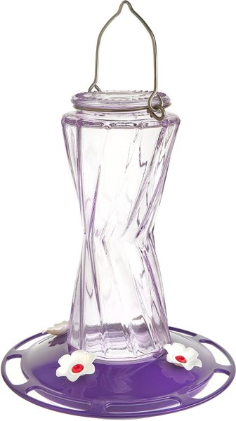 More Birds Bohemian Glass with Bee Guard Nectar Ports Hummingbird Feeder, 20-oz