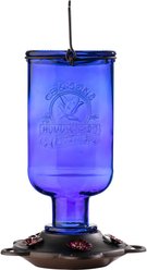 More Birds Elixir Glass Hummingbird Feeder, Blue, 13-oz