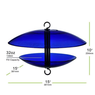 Show full view: Mosaic Birds Baffle Dome Bird Feeder, 32-oz, Cobalt Blue slide 3 of 6