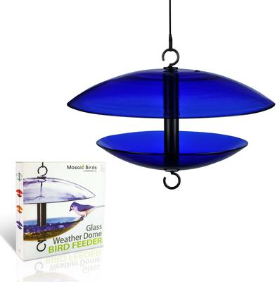 Show full view: Mosaic Birds Baffle Dome Bird Feeder, 32-oz, Cobalt Blue slide 2 of 6