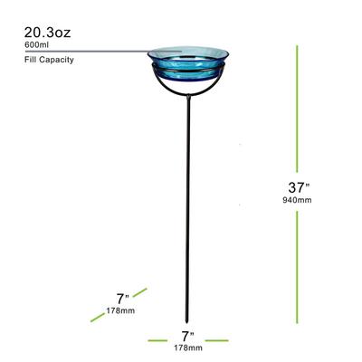 Show full view: Mosaic Birds Cuban Garden Stake Bird Feeder, 20.3-oz, Aqua slide 4 of 6