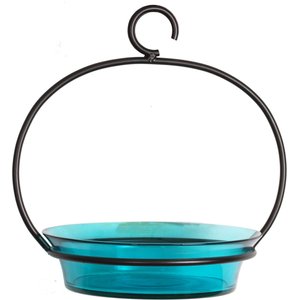 Mosaic Birds Cuban Hanging Bird Bath & Feeder, 20-oz, Aqua