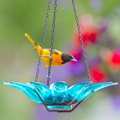 Show full view: Mosaic Birds Daisy Hanging Bird Feeder, 16.9-oz, Aqua slide 2 of 5