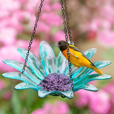 Show full view: Mosaic Birds Daisy Hanging Bird Feeder, 16.9-oz, Aqua slide 3 of 5