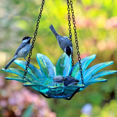 Show full view: Mosaic Birds Daisy Hanging Bird Feeder, 16.9-oz, Aqua slide 4 of 5