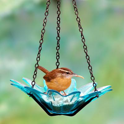 Show full view: Mosaic Birds Daisy Petite Hanging Bird Feeder, 10.1-oz, Aqua slide 6 of 8
