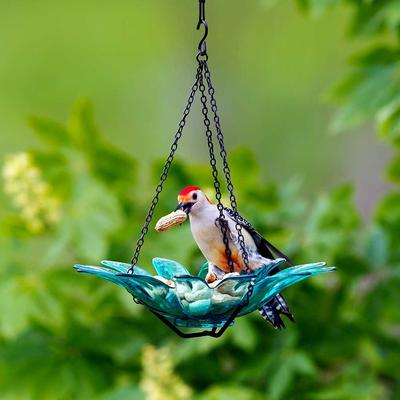 Show full view: Mosaic Birds Daisy Petite Hanging Bird Feeder, 10.1-oz, Aqua slide 2 of 8