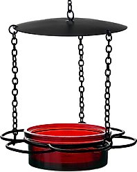Mosaic Birds Floral Hanging Bird Feeder, 3.4-oz, Red