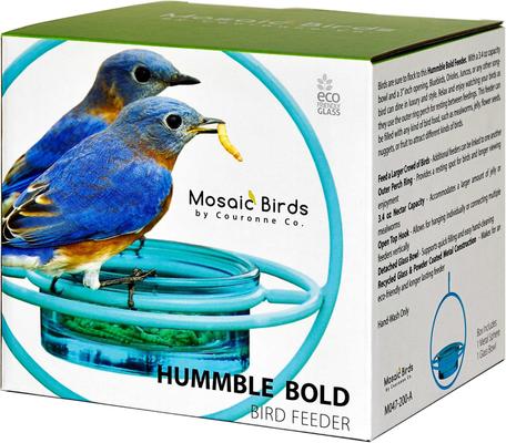 Show full view: Mosaic Birds Hummble Basic Bird Feeder, Aqua slide 4 of 7