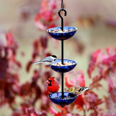 Show full view: Mosaic Birds Triple Hanging Poppy Bird Feeder, 14.1-oz, Cobalt Blue slide 4 of 6