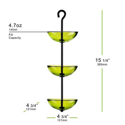 Show full view: Mosaic Birds Triple Hanging Poppy Bird Feeder, 14.1-oz, Lime slide 6 of 8