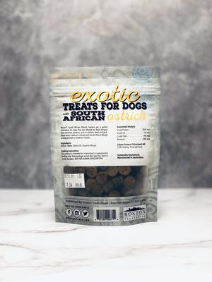 Show full view: Mosaic South African Ostrich Bites Mango Infused Jerky Dog Treats, 3-oz bag slide 4 of 4