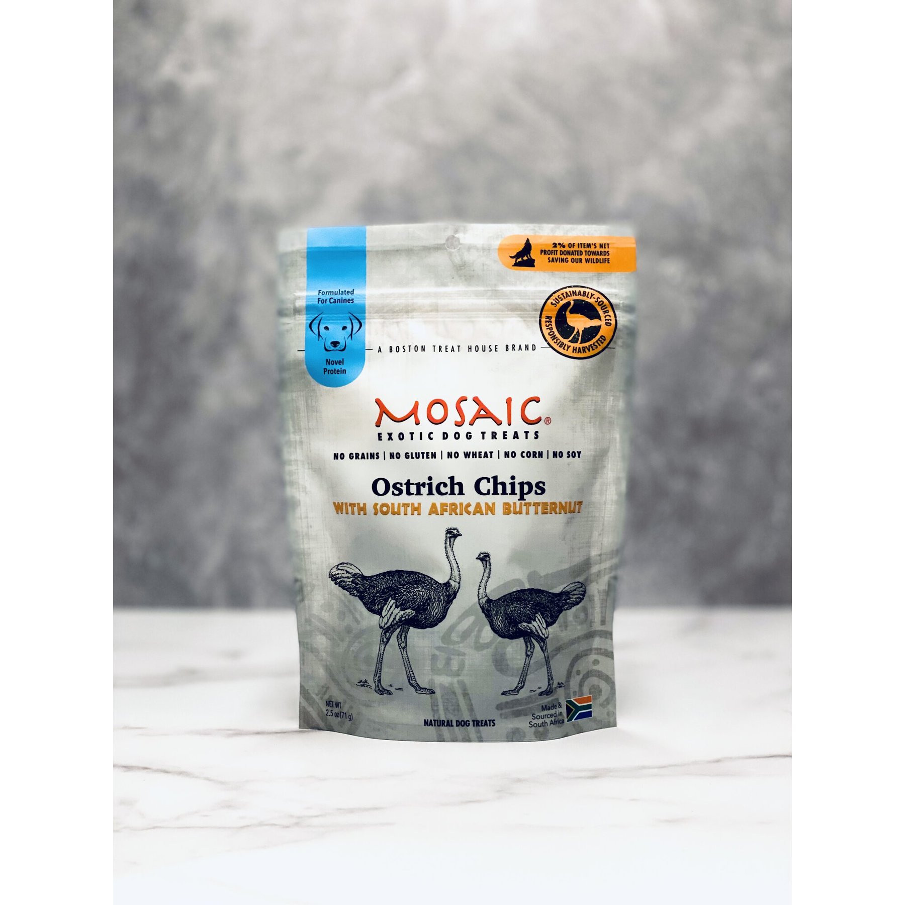 Mosaic South African Ostrich Chips Butternut Infused Jerky Dog Treats, 2.5-oz bag