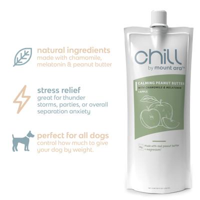 Show full view: Mount Ara Chill Calming Peanut Butter & Apple Spread Dog Treat, 8-oz pouch slide 6 of 6